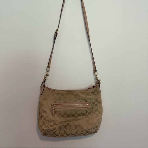Coach Beige/Green signature canvas & leather Devin stripe shoulder bag & wallet - Picture 14 of 14
